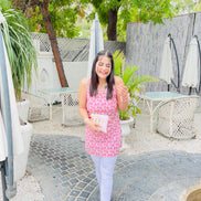 Pink Leafy Elegance Kurti