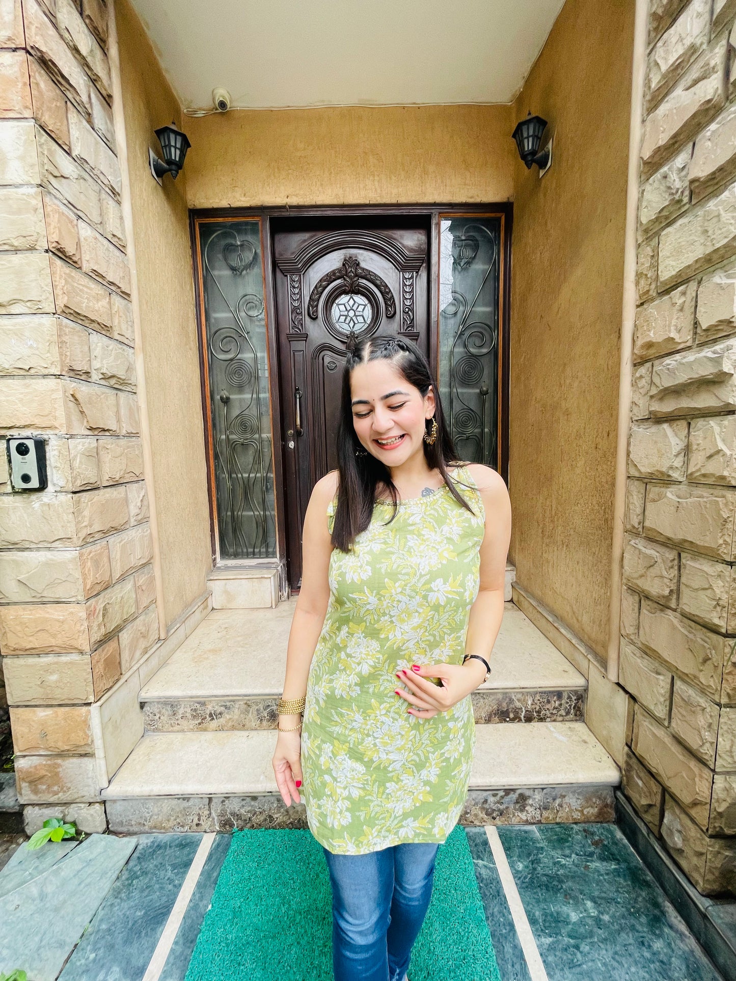 Green Floral Bliss Kurti