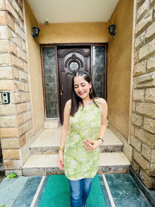 Green Floral Bliss Kurti
