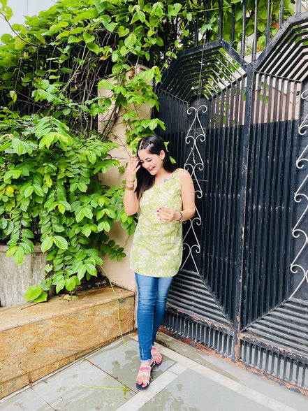 Green Floral Bliss Kurti