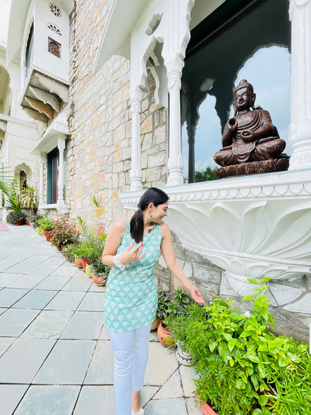Blue Leafy Charm Kurti
