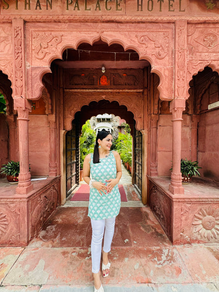 Blue Leafy Charm Kurti